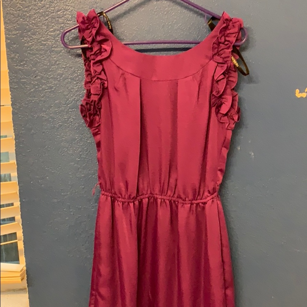 Purple silky business dress